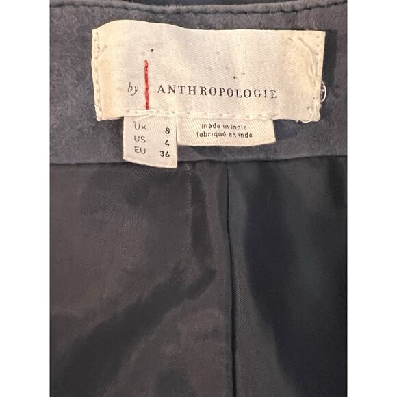 by Anthropologie EUC Gray-Blue Suede Leather Side Zip 2.25" Inseam Shorts 4 - Picture 9 of 9